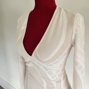 FashionNova Texture Me Up Dress - White Lace Dress (Size Small)